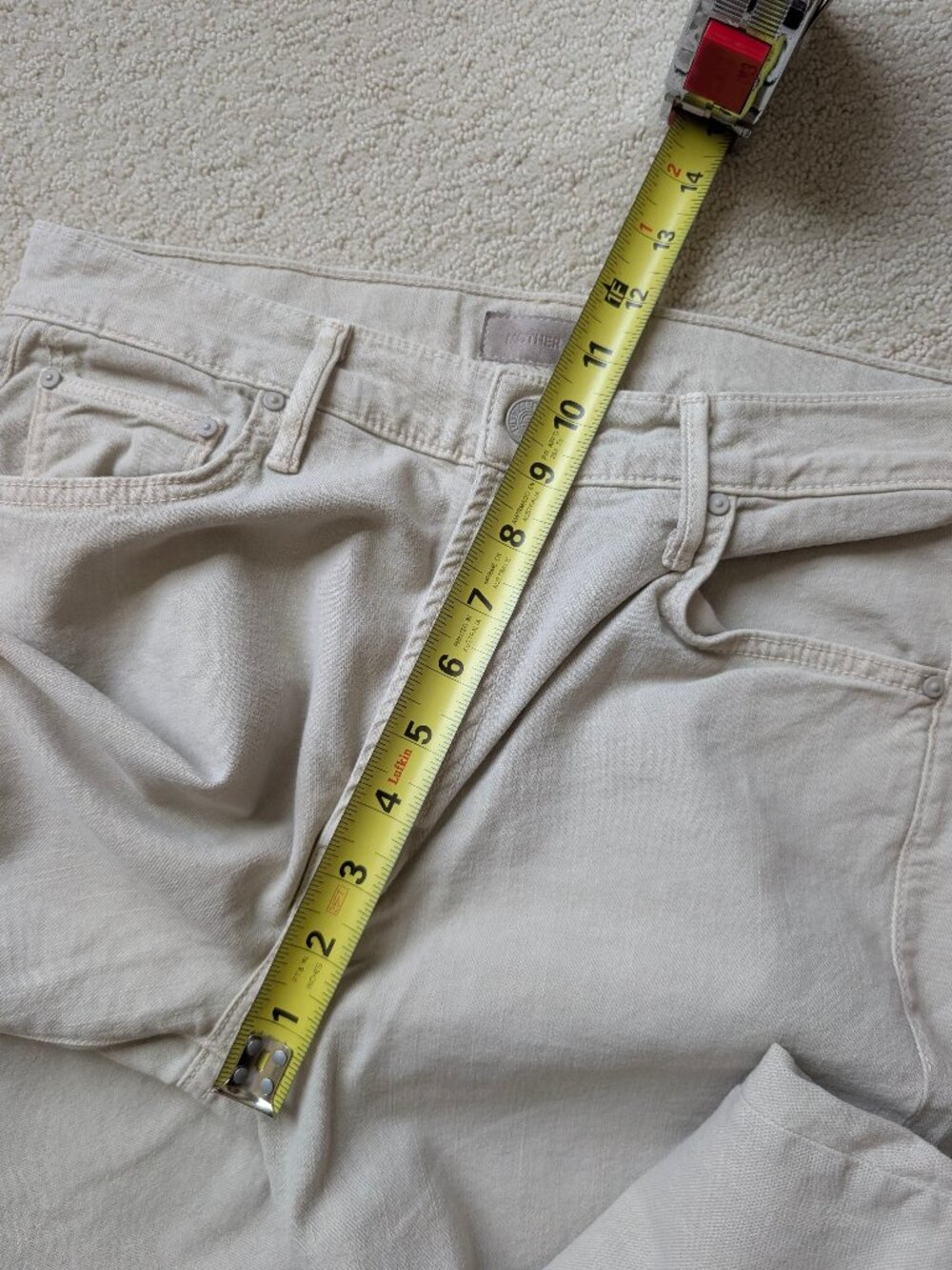 MOTHER The Insider Ankle Fray in Chalk It Up 30 x 27 Jeans Pants denim Tan beige - Picture 14 of 16